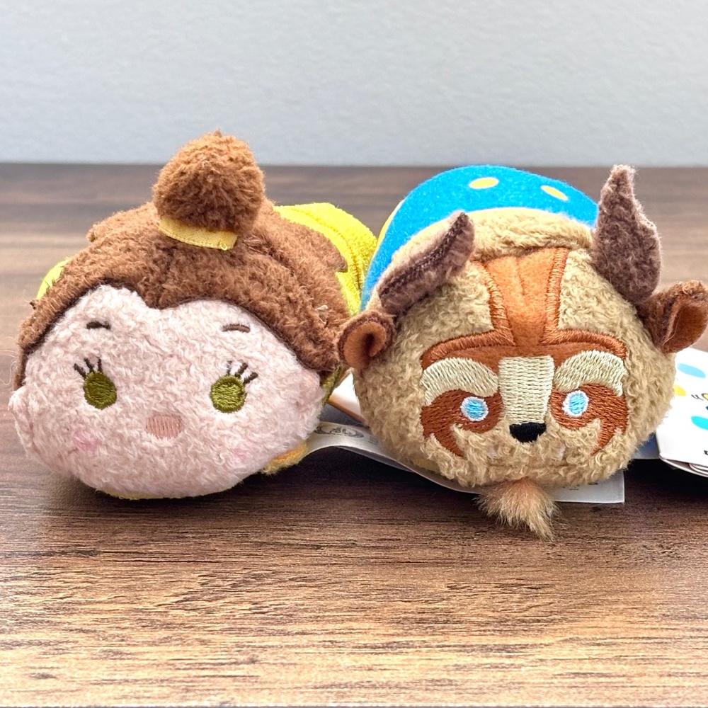 NWT Disney Store TSUM TSUM Beauty & the Beast BELLE & BEAST Toy Plush SET 2 NEW